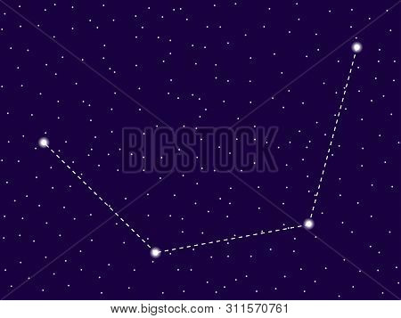 Mensa Constellation. Starry Night Sky. Zodiac Sign. Cluster Of Stars And Galaxies. Deep Space. Vecto