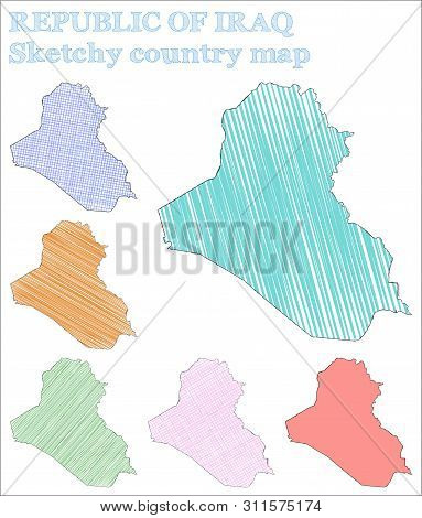 Republic Of Iraq Sketchy Country. Magnetic Hand Drawn Illustration. Magnificent Childish Style Icon.