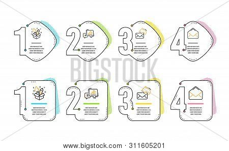 Share Mail, Graph Chart And Creativity Icons Simple Set. Mail Sign. New E-mail, Growth Report, Desig