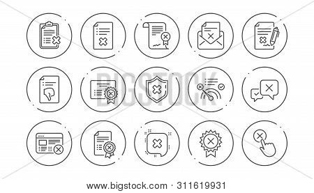 Reject Line Icons. Decline, Cancel And Dislike. Disapprove Linear Icon Set. Line Buttons With Icon. 