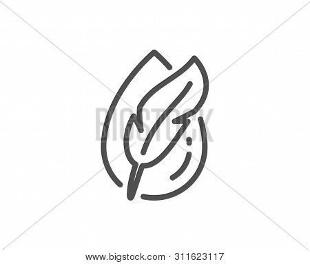 Hypoallergenic Tested Line Icon. Feather Sign. No Synthetic Symbol. Quality Design Element. Linear S