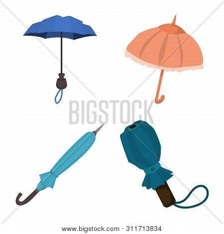 Vector Design Of Umbrella And Rain Symbol. Collection Of Umbrella And Weather Stock Vector Illustrat