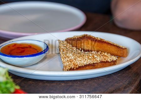 Prawn Or Shrimp Toast (hatosi) With Sweet Chilli Sauce