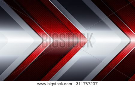 Abstract Red Embossed Composition With Arrows And A Textured Border