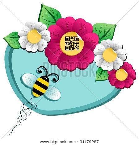 Printemps temps fleur et abeille avec Qr Code