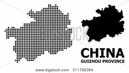Dotted Map Of Guizhou Province Composition And Solid Illustration. Vector Map Of Guizhou Province Co