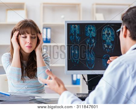 Young woman visiting radiologist for x-ray exam