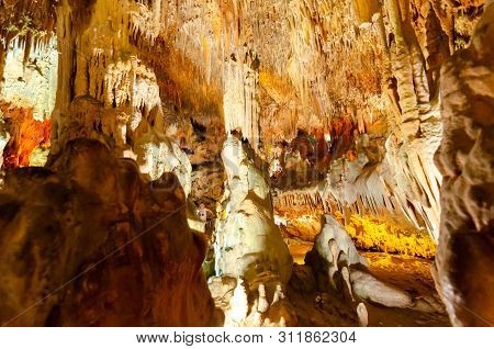 Alanya,turkey-june 25,2019: Damlatas Cave. The Stalactites And Stalagmites Are Supposed To Be  Forme