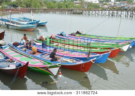 Wooden Fishing Boat At Tarakan Indonesia