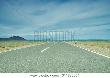 Road In Gobi Desert. Huysiyn Govi, Mongolia