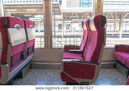 Akita, Japan - May 5, 2019 : Interior Of East Japan Railway Gono Line Resort Shirakami Sightseeing T