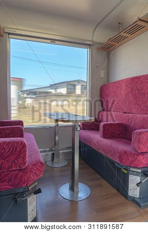 Akita, Japan - May 5, 2019 : Interior Of East Japan Railway Gono Line Resort Shirakami Sightseeing T