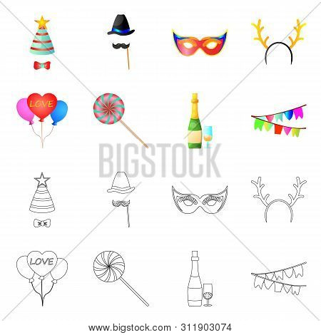Vector Design Of Party And Birthday Symbol. Collection Of Party And Celebration Vector Icon For Stoc