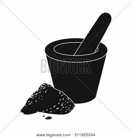 Vector Illustration Of Mortar And Ginger Logo. Set Of Mortar And Zingiber Stock Symbol For Web.