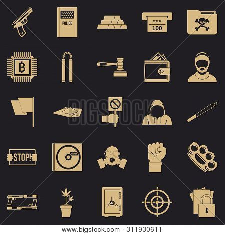 Misdemeanor Icons Set. Simple Set Of 25 Misdemeanor Icons For Web For Any Design
