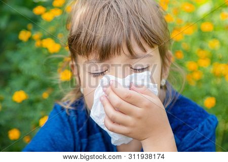Seasonal Allergy In A Child. Coryza. Selective Focus.