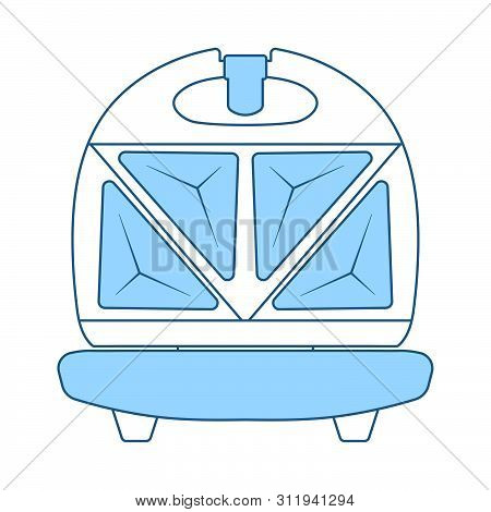 Kitchen Sandwich Maker Icon. Thin Line With Blue Fill Design. Vector Illustration.