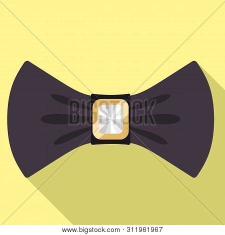 Brown Bow Tie Icon. Flat Illustration Of Brown Bow Tie Icon For Web Design