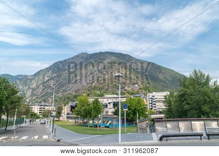 Escaldes-engordany, Andorra - June 3, 2019: View Of Mountain From Escaldes-engordany In Andorra.