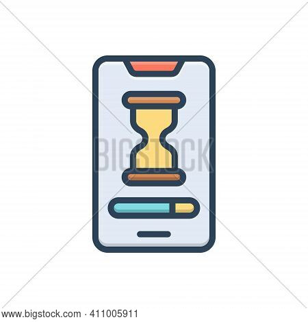 Color Illustration Icon For Slow Electronic Connection Display Sandglass Accuracy Unhurried Stilly U