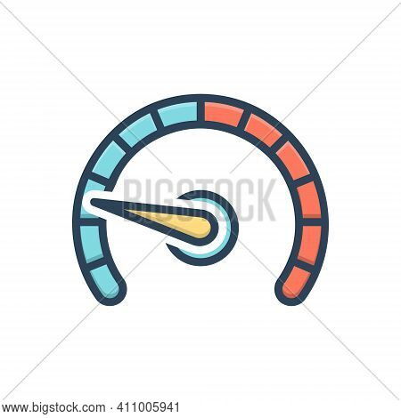 Color Illustration Icon For Slow Unhurried Stilly Accelerate Speed Gauge Speedometer Indicator Test 