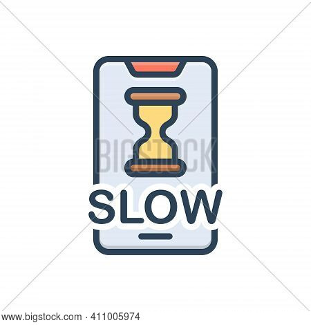 Color Illustration Icon For Slow Electronic Connection Sandglass Accuracy Unhurried Stilly Update In