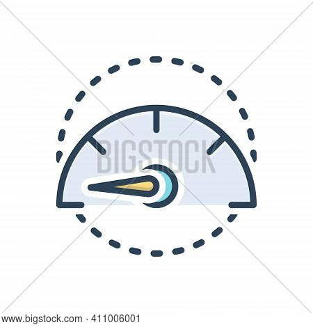 Color Illustration Icon For Slowly Slow Unhurried Stilly Accelerate Gauge Speedometer Indicator Test