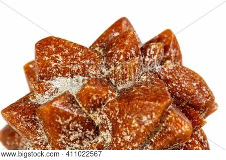Macro Mineral Stone Ikaite On A White Background