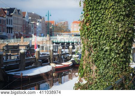 Panoramic View On The Harbour And City Center, Leiden, Netherlands