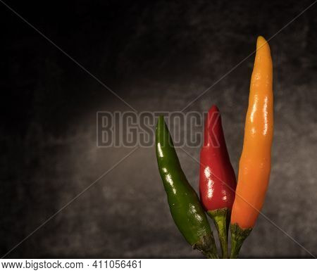 Very Hot Rawit Chili Peppers In Close-up - Food Photography