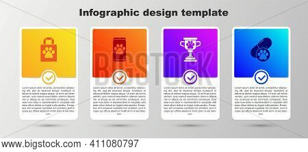 Set Shopping Bag Pet, Veterinary Clinic, Pet Award And Dog Pill. Business Infographic Template. Vect