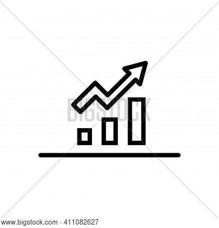 Growing Bars Graphic With Rising Arrow Line Icon In Black. Diagram Illustration. Organizational Char