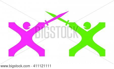 An illustration of a two abstract sword fighting men