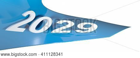 2029 Blue Arrow On White Background - 3d Rendering Illustration