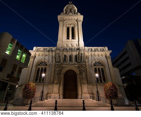 View Of The Saint-charles Church In Monte Carlo At Night