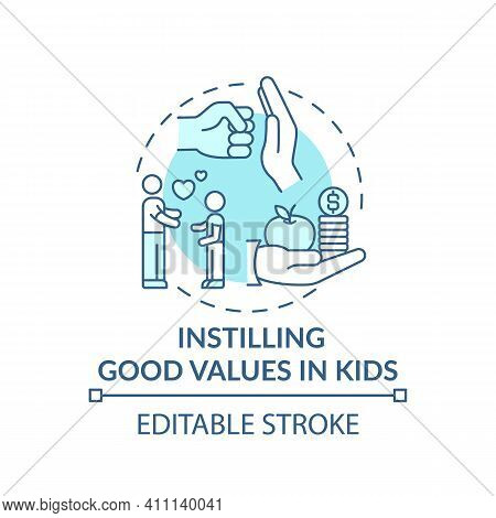 Instilling Good Values In Kids Turquoise Concept Icon. Teaching Child Love And Kindness. Religion An