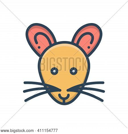 Color Illustration Icon For Rat Mouse Raton