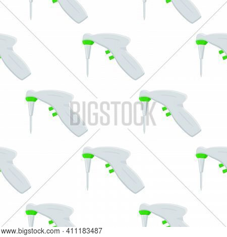 Abstract Seamless Medical Pipette, Dropper For Laboratory On White Background. Pattern Dropper Consi