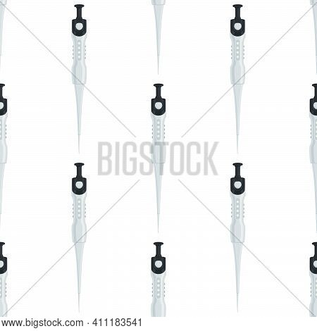 Abstract Seamless Medical Pipette, Dropper For Laboratory On White Background. Pattern Dropper Consi