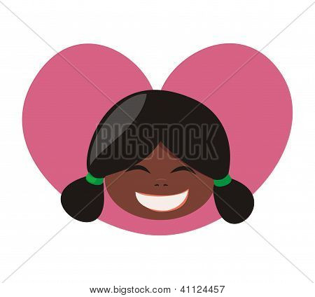 Jeg elsker min leende sorte afrikanske pige. Sød, dejlig og glad med sort hår bundet i en ponytails