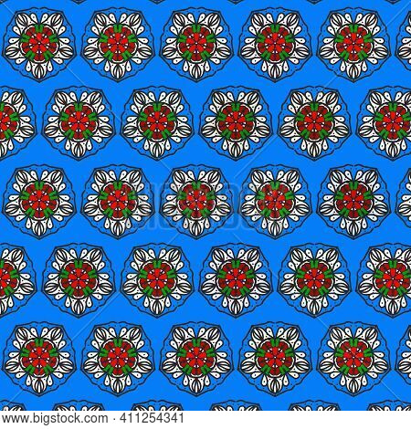 Simple Design Illustration Mandala Art In Blue Background