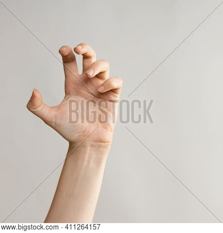 Hand Gestures. Zombie Hands Attack, Grabbing Something Hands With Crooked Fingers.