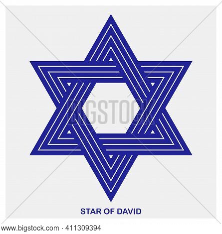 Star Of David Ancient Jewish Symbol Made In Modern Linear Style Vector Icon Isolated On White, Hexag