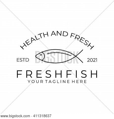 Fish Line Icon Vector Logo, Restaurant Symbol Illustration Design