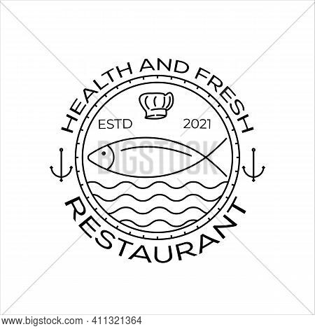 Fish Line Icon Logo Vector Design, Fish Jump And Water Symbol Illustration Design