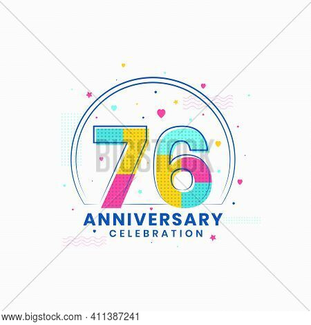 76 Anniversary Celebration, Modern 76th Anniversary Design Vector Illustrator