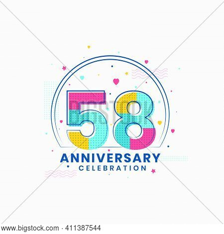 58 Anniversary Celebration, Modern 58th Anniversary Design Vector Illustrator