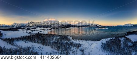 Lyngseidet Karnes Mountain At Sunrise Innorthern Norway