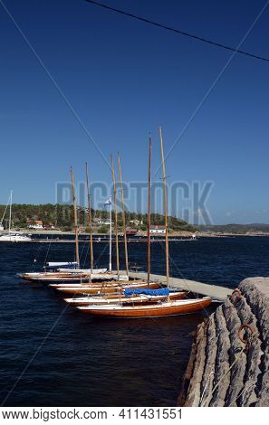 Marina of the Norwegian fishing town Hvaler . June 19,2018. Hvaler,Norway