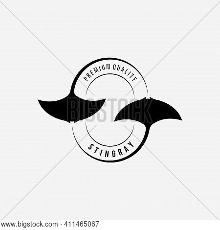 Manta Ray Or Sting Ray Logo Vector Vintage, Design And Illustration Of Skate Fish Ocean